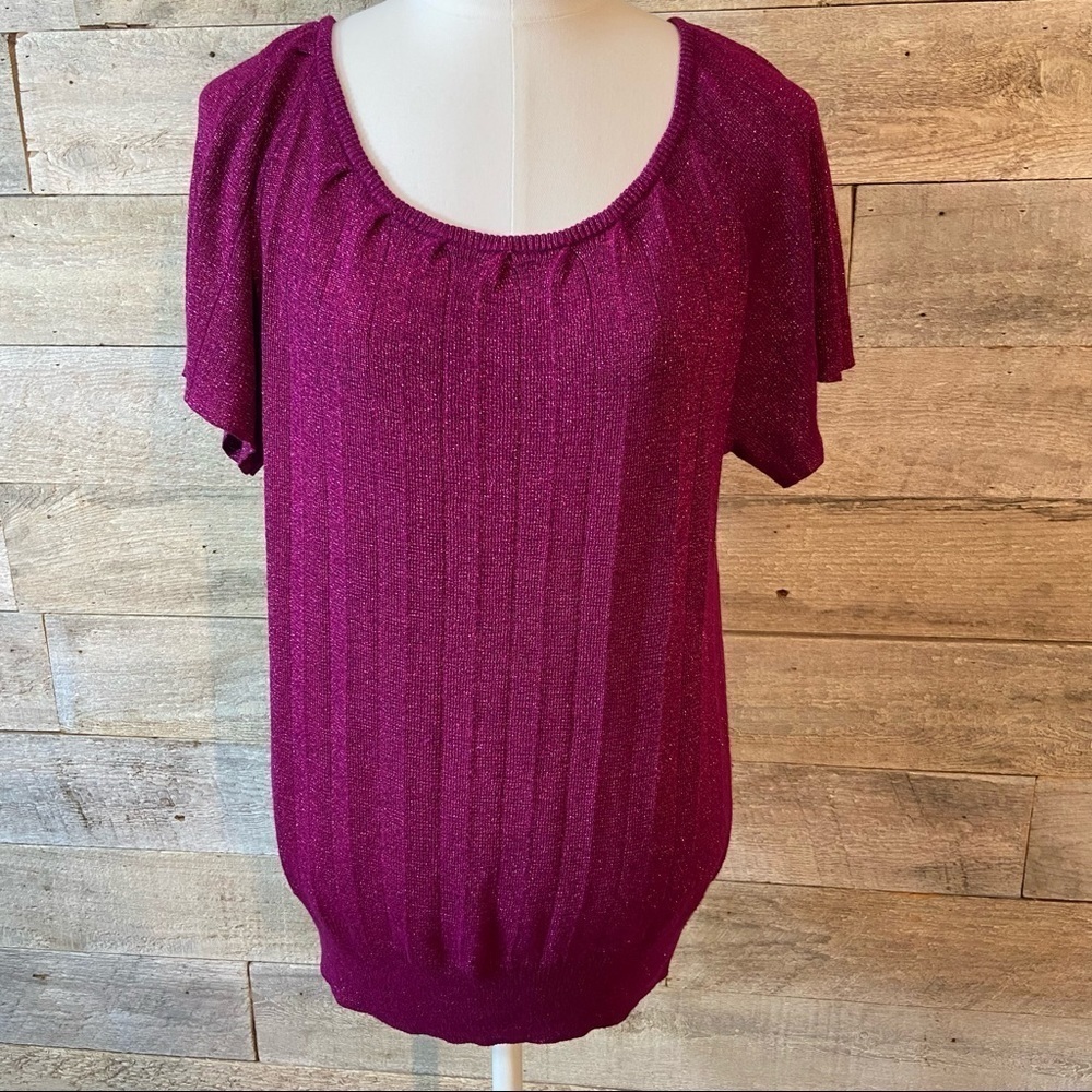 🛍️3/$30 Reitmans sparkly pleated  knit‎ top in size medium
